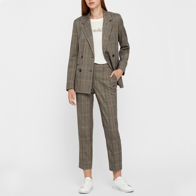 Pantalón a cuadros con corte recto tobillero