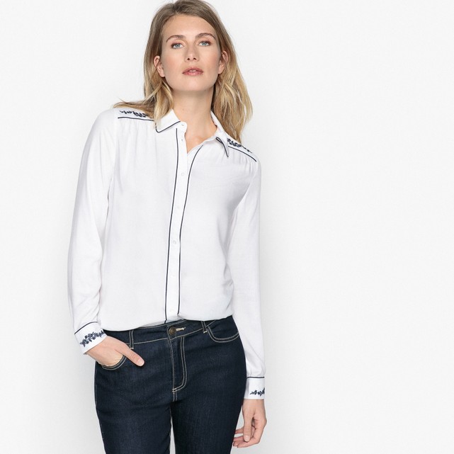 Camisa con cuello polo, de manga larga