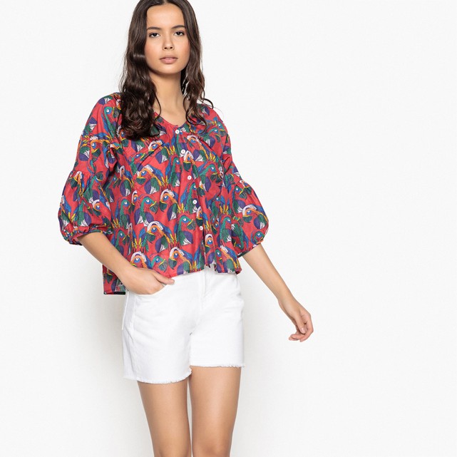 Blusa estampada, manga corta